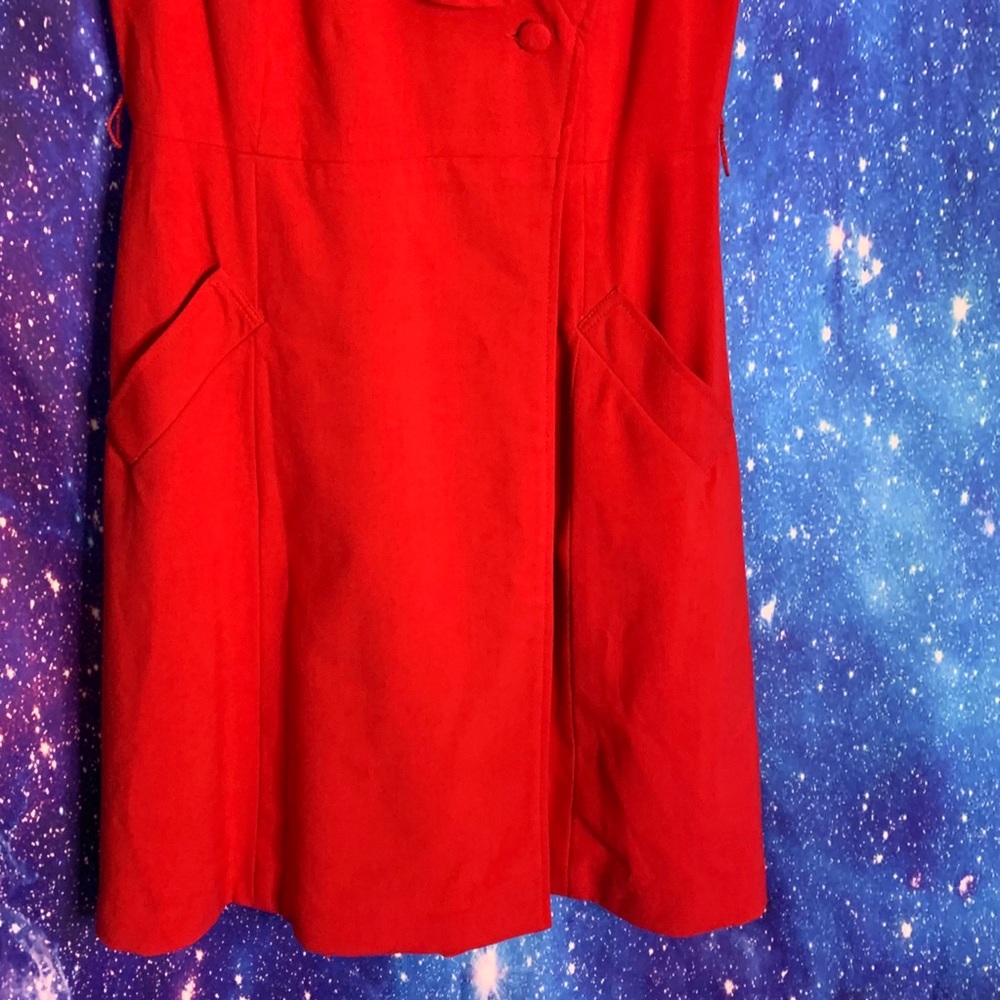 Sandra Darren- Red Button Up Wrap Around Dress 8 - image 3